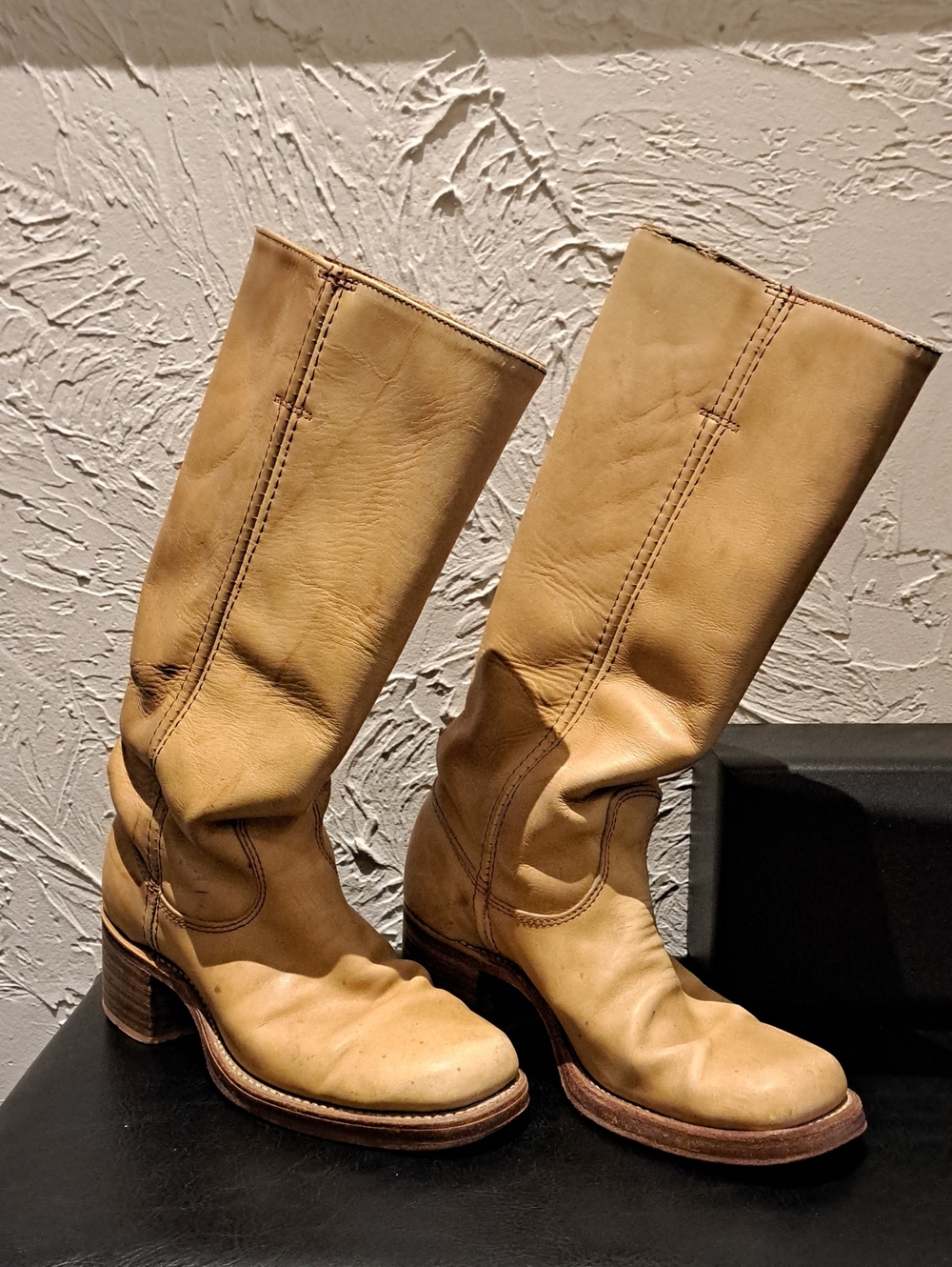 70's Campus Women's Tall Leather Boots — Tan